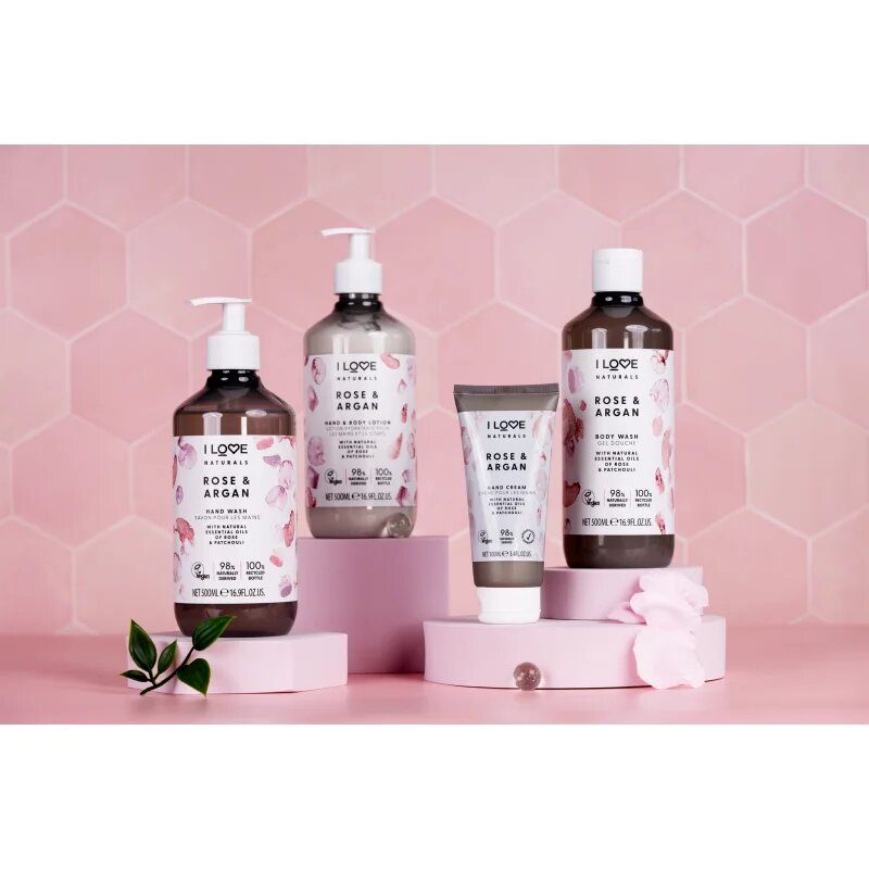 I Love Naturals Rose & Argan опияняващ душ гел с аромат на рози 500 мл.
