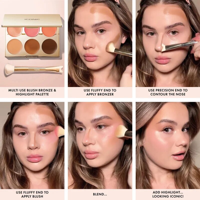 ICONIC London Multi-Use Cream Blush Bronze and Highlight Palette мултифункционална палитра за лице 6x3.2 гр.