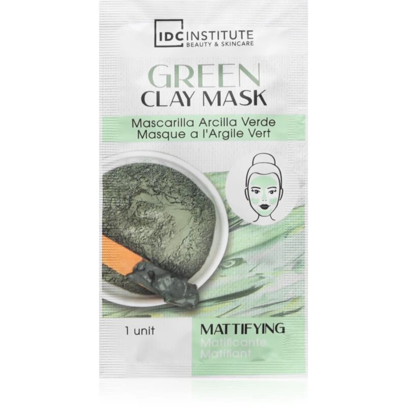 IDC INSTITUTE Green Clay Mask почистваща матираща маска с масло от шеа 3x8 гр.