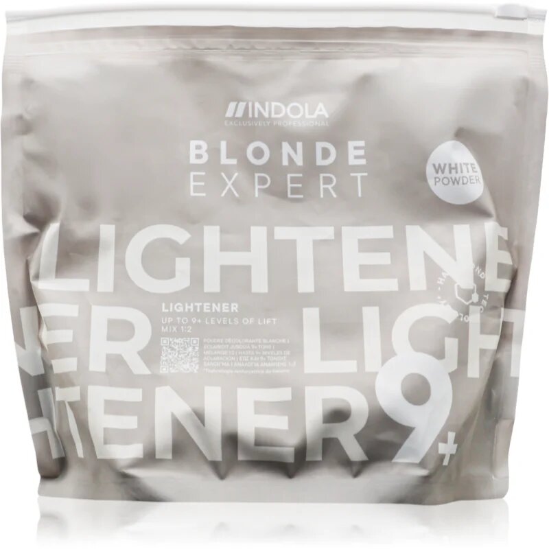 Indola Blond Expert Lightener 9+ изсветляваща пудра за боядисана коса и коса с кичури White 450 гр.