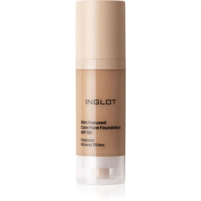Inglot Skin Focused Care Face Foundation SPF 50 фон дьо тен SPF 50 цвят Warm Tan 30 мл.