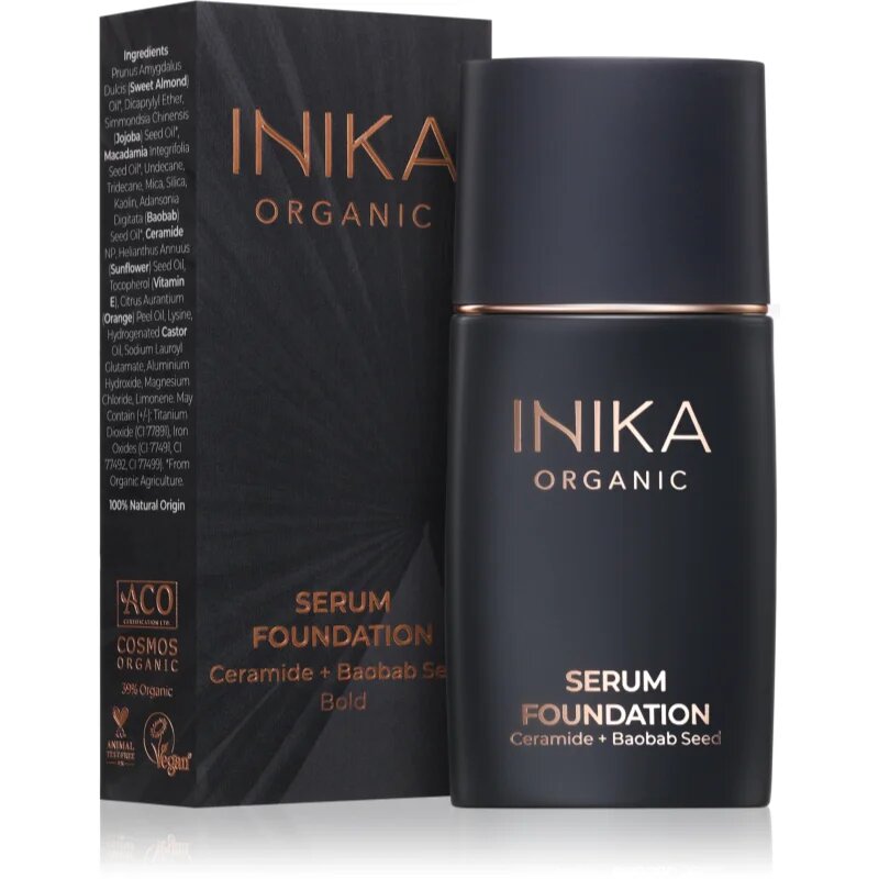 INIKA Organic Serum Foundation Серум фон дьо тен за красива кожа на лицето цвят Bold 25 мл.