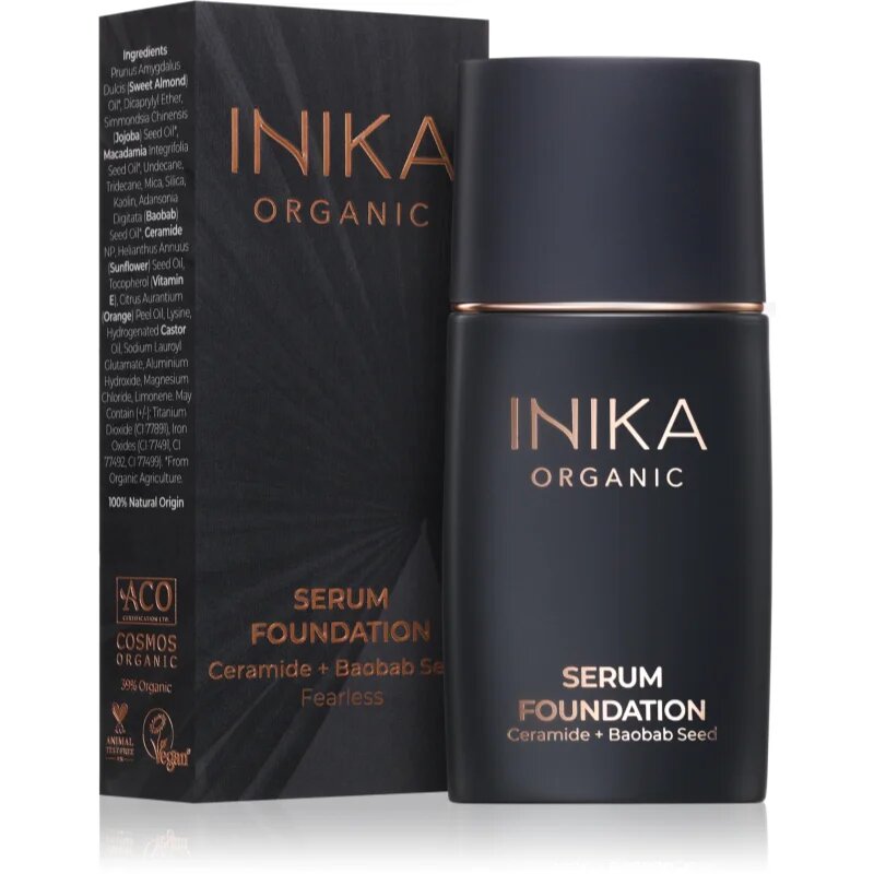 INIKA Organic Serum Foundation Серум фон дьо тен за красива кожа на лицето цвят Fearless 25 мл.