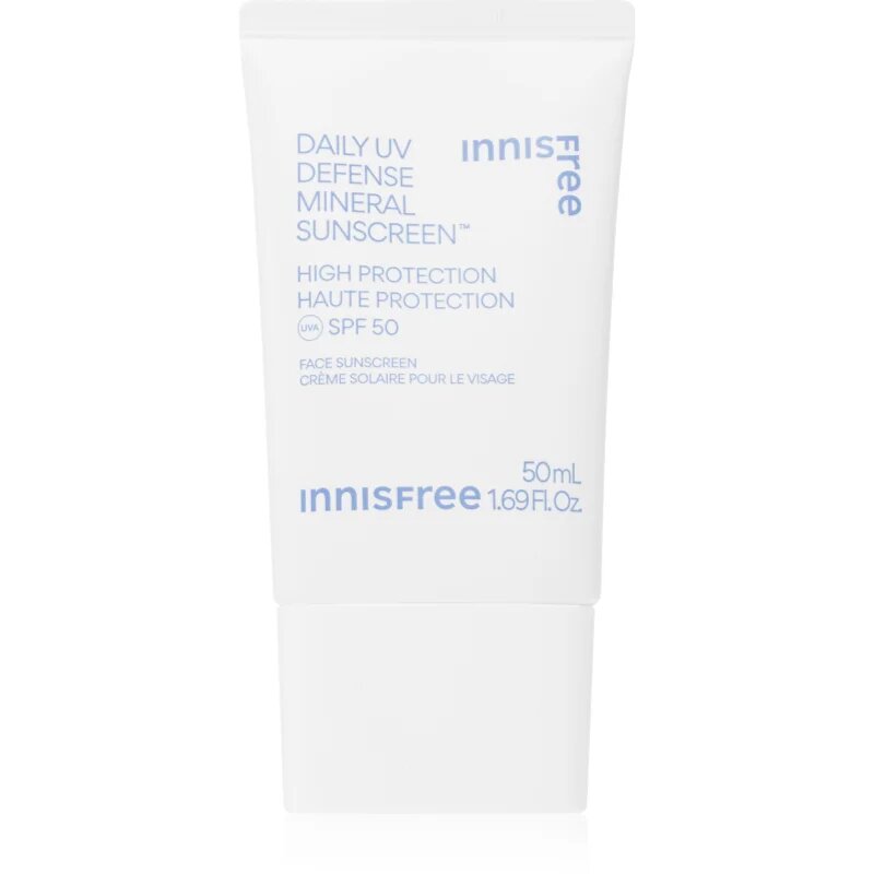 innisfree Daily UV Defense Mineral Sunscreen минерален защитен флуид за лице SPF 50 50 мл.