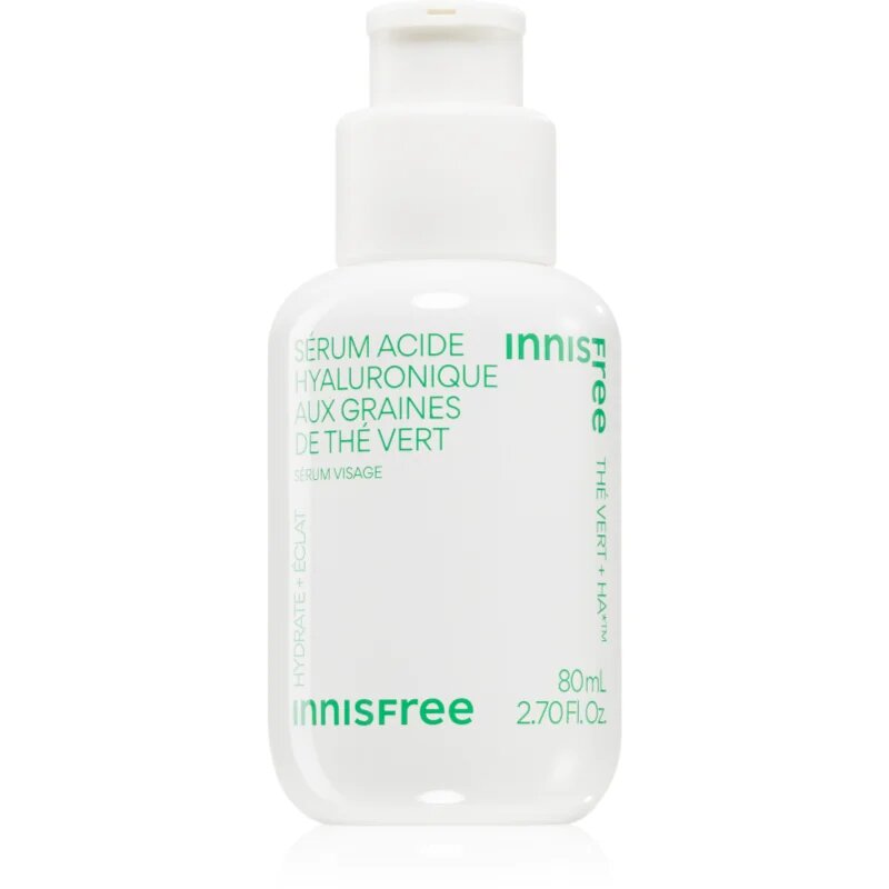innisfree Green Tea Seed Hyaluronic Serum успокояващ серум за лице за освежаване и хидратация 80 мл.
