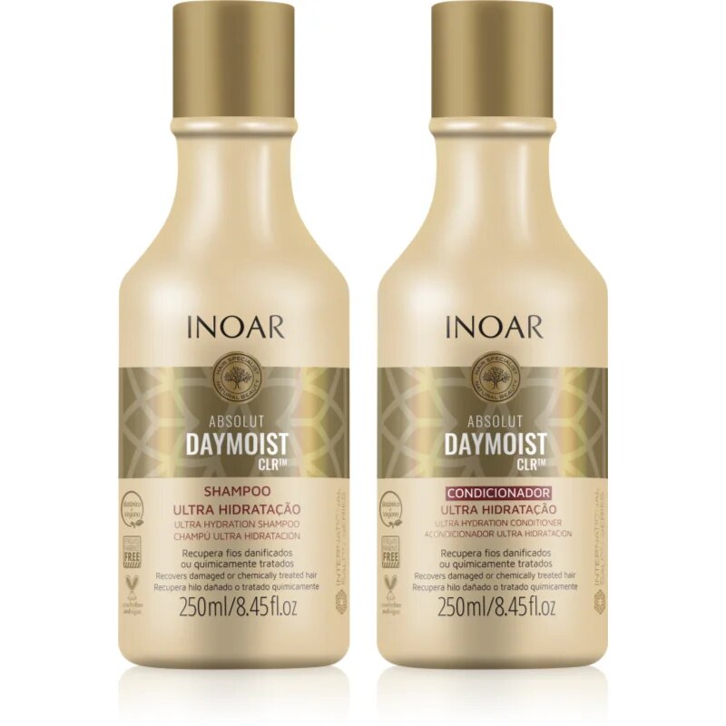 INOAR Absolut Daymoist CLR™ комплект за суха и боядисана коса 2x250 мл.