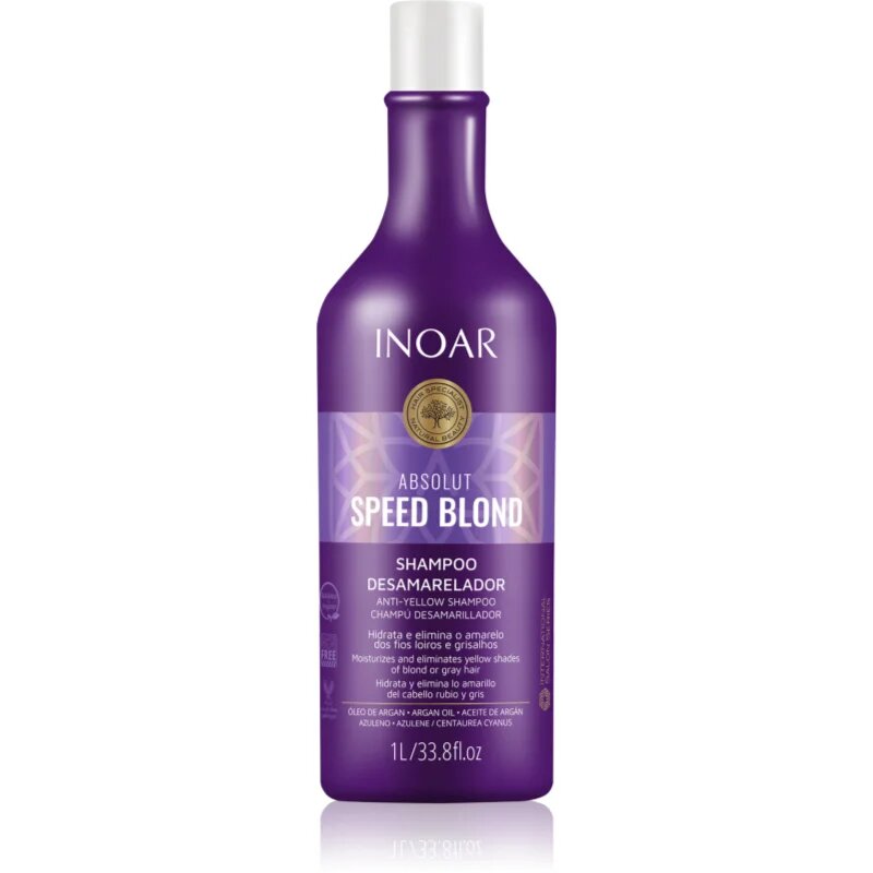 INOAR Absolut Speed Blond шампоан за руса коса неутрализиращ жълтеникавите оттенъци 1000 мл.