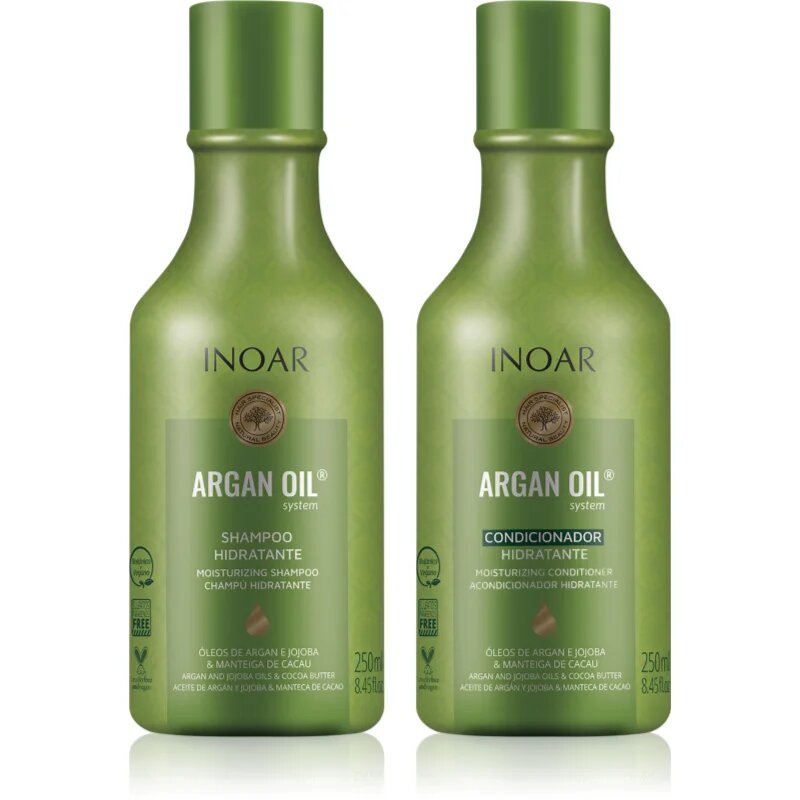 INOAR Argan Oil System комплект за хидратация и блясък 2x250 мл.