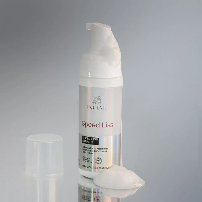 INOAR Speed Liss пяна за коса за изглаждане и подхранване на непокорна коса 150 мл.