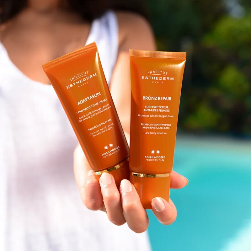 Institut Esthederm Bronz Repair Protective Anti-Wrinkle and Firming Face Care укрепващ крем за лице против бръчки със средна UV защита 50 мл.