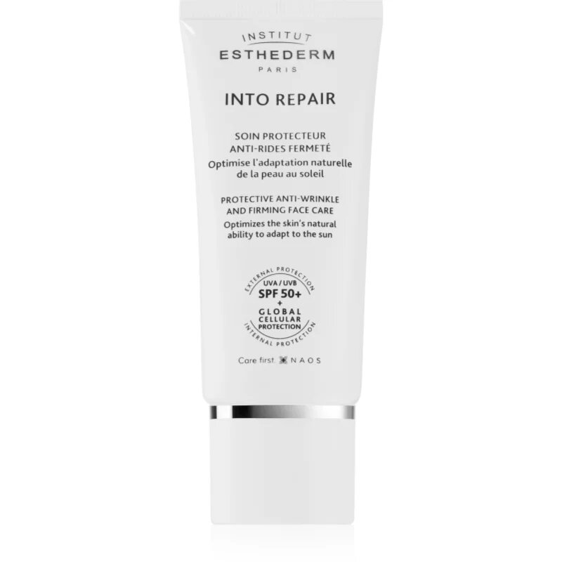 Institut Esthederm Into Repair Protective And Anti-Wrinkle Creme SPF 50+ защитен крем за чувствителна към слънце кожа на лцието SPF 50+ 50 мл.