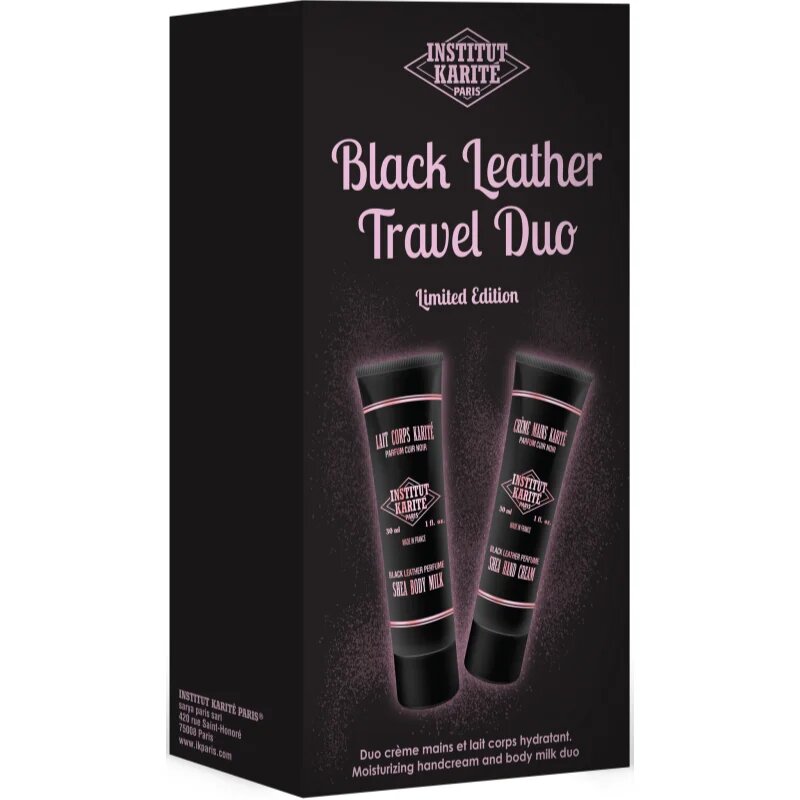 Institut Karité Paris Black Leather Travel Duo комплект за пътуване за ръце и тяло