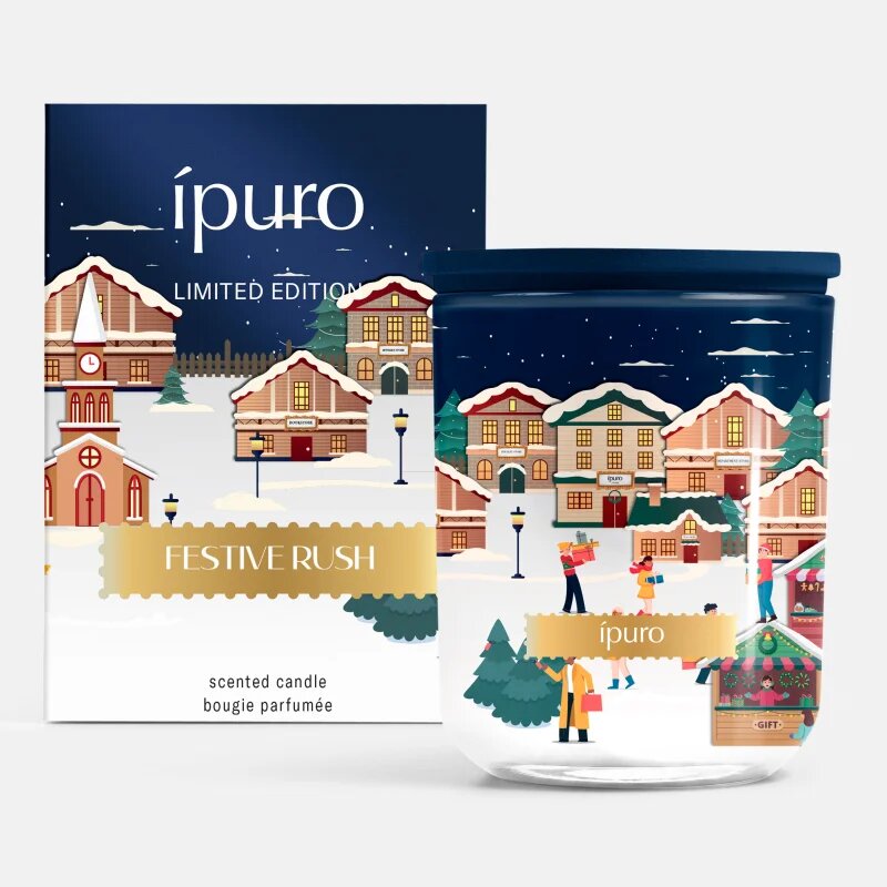 ipuro Christmas Town Festive Rush ароматна свещ с капак 270 гр.