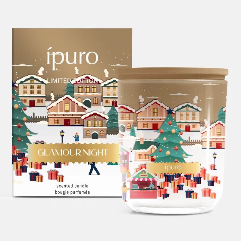 ipuro Christmas Town Glamour Night ароматна свещ с капак 270 гр.