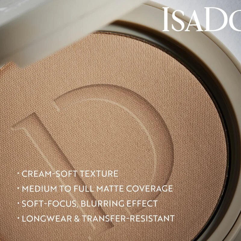 IsaDora The No Compromise Matte Longwear Powder компактна пудра за матиране цвят 70 Neutral Tan 8 гр.