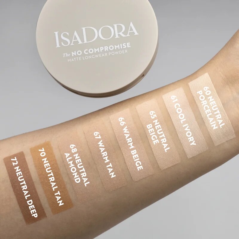 IsaDora The No Compromise Matte Longwear Powder компактна пудра за матиране цвят 70 Neutral Tan 8 гр.