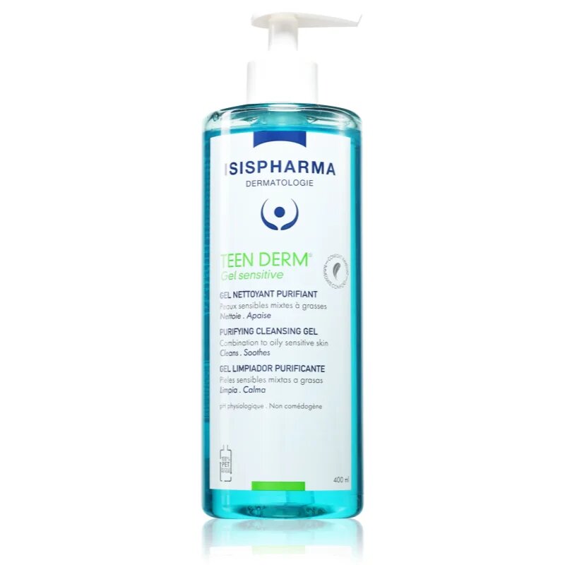 ISISPHARMA Teen Derm Gel Sensitive почистващ гел за мазна кожа склонна към акне 400 мл.