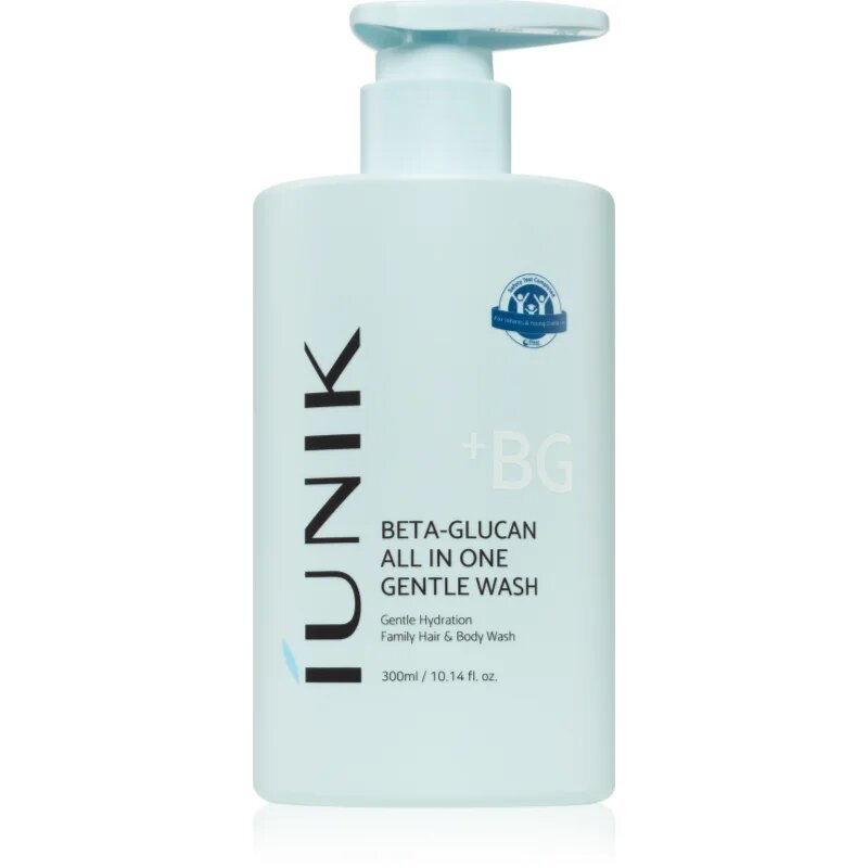 iUnik Beta Glucan All In One Gentle Wash нежна почистваща пяна за лице тяло и коса 300 мл.