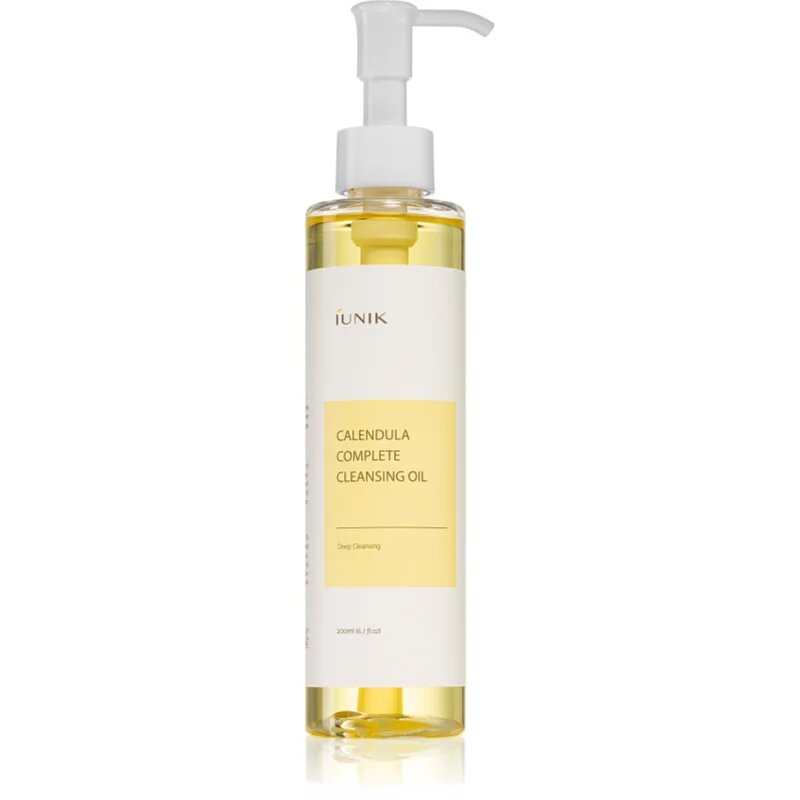 iUnik Calendula Complete Cleansing Oil почистващо и премахващо грима масло за чувствителна кожа на лицето 200 мл.