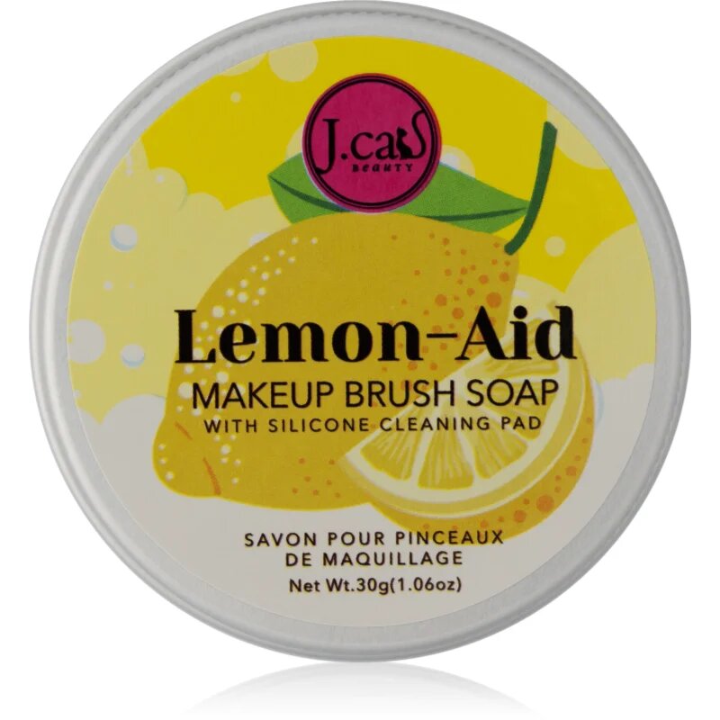J.Cat Beauty Lemon-Aid Твърдо почистващо средство за гъби и четки за грим 30 гр.