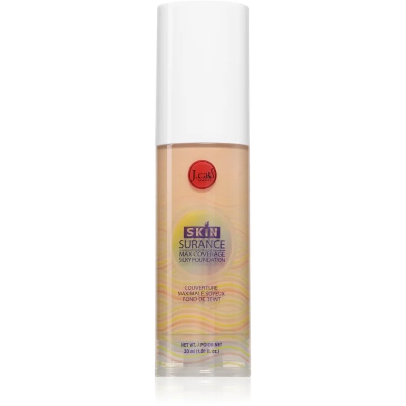 J.Cat Beauty Skinsurance дълготраен течен фон дьо тен цвят 109 Soft Taupe 30 мл.
