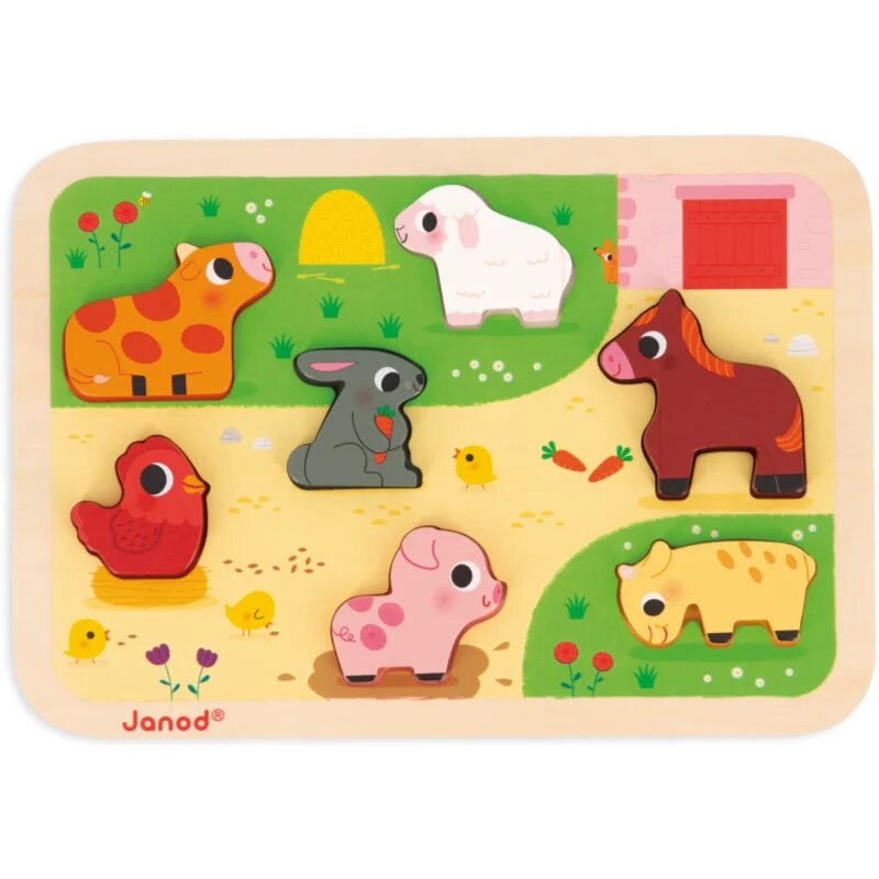 Janod Chunky Farm Puzzle играчка сортер 18m+ 7 бр.