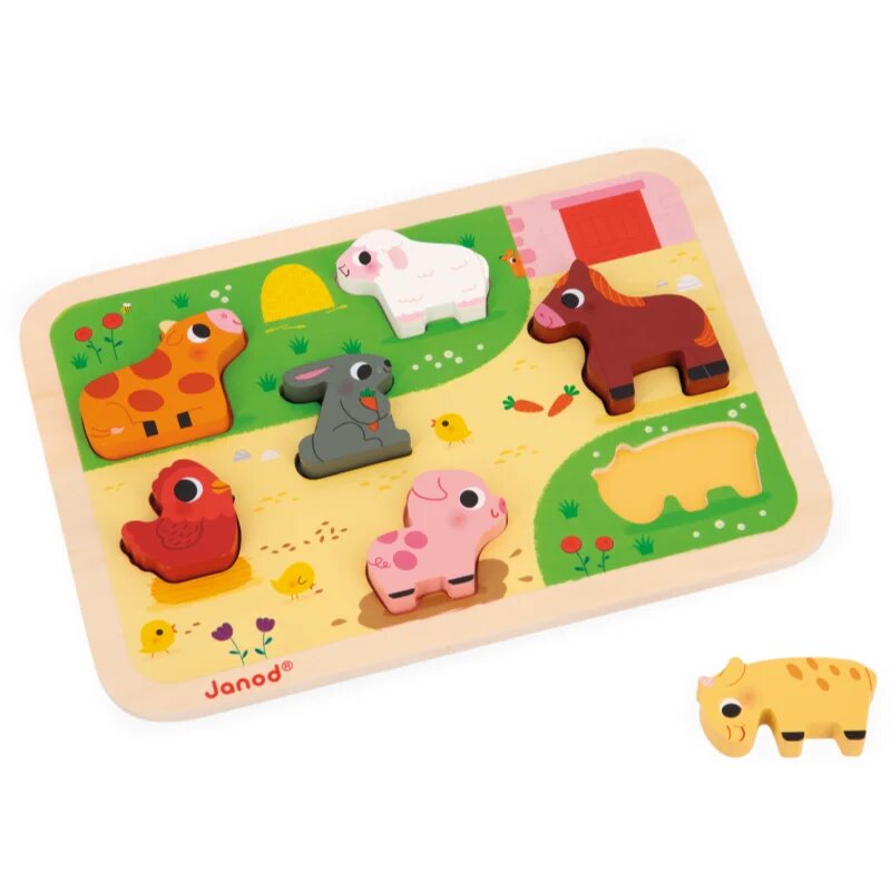 Janod Chunky Farm Puzzle играчка сортер 18m+ 7 бр.