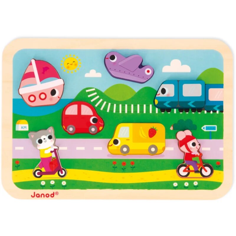 Janod Chunky Puzzle Vehicles играчка сортер 18m+ 7 бр.
