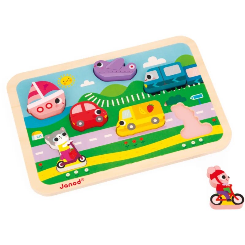 Janod Chunky Puzzle Vehicles играчка сортер 18m+ 7 бр.