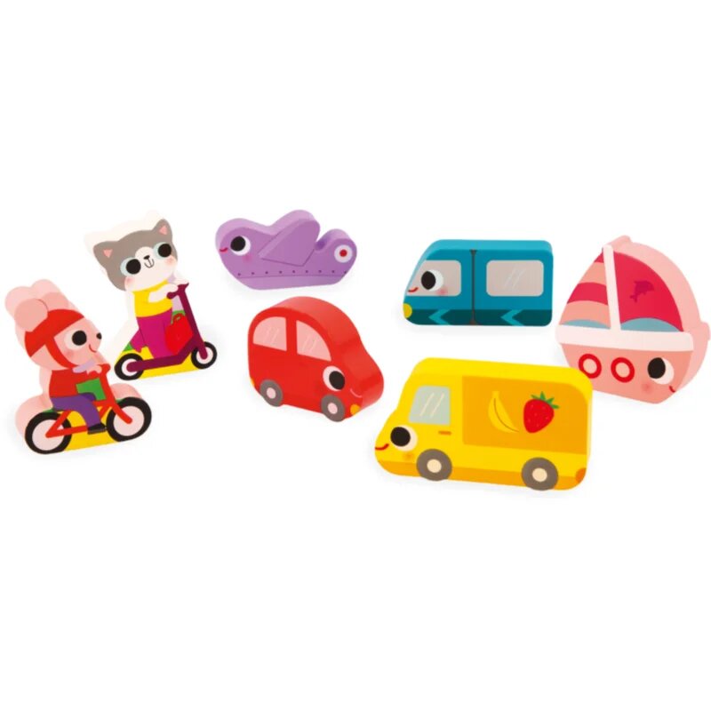 Janod Chunky Puzzle Vehicles играчка сортер 18m+ 7 бр.