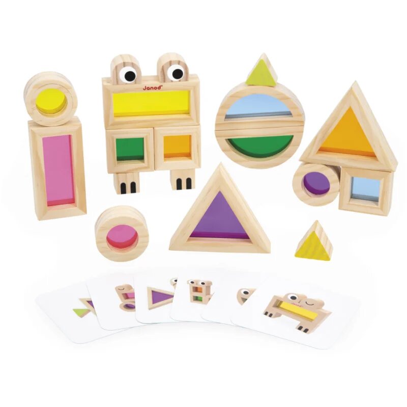 Janod Sensory Game Translucent Blocks играчка за подреждане 12m+ 12 бр.