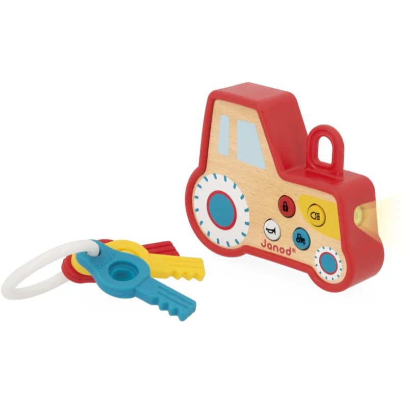 Janod Sound and Light Tractor Keychain играчка за подреждане от дърво 18m+ 1 бр.