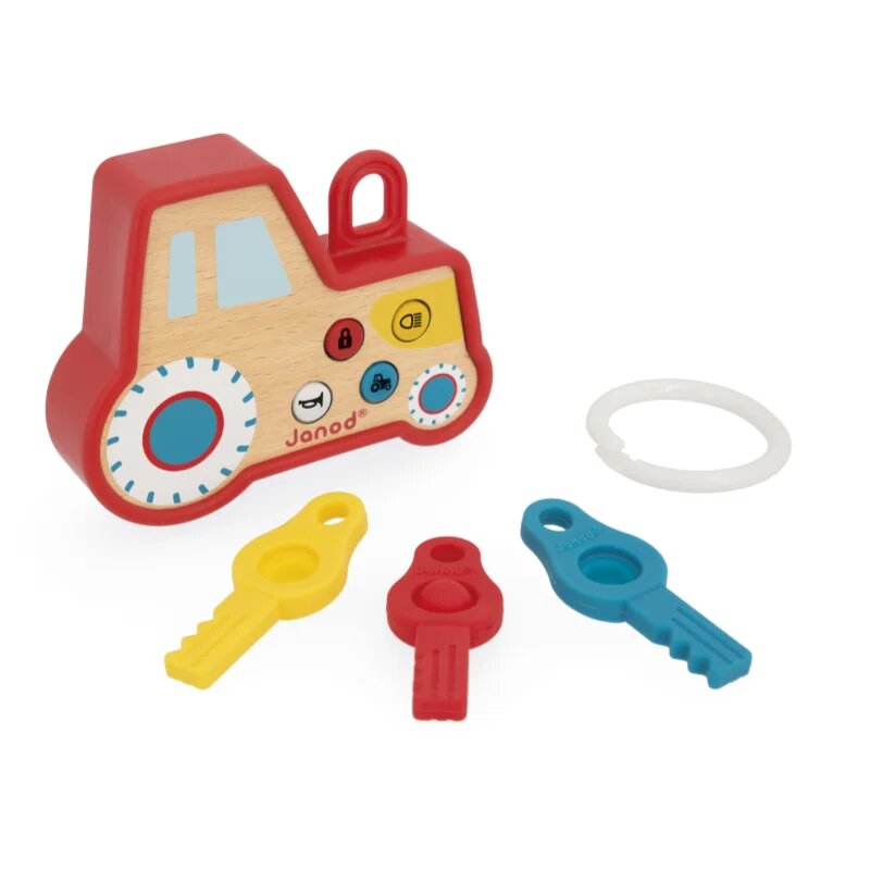 Janod Sound and Light Tractor Keychain играчка за подреждане от дърво 18m+ 1 бр.