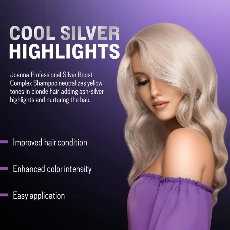 Joanna Silver Boost Complex лилав шампоан неутрализиращ жълтеникавите оттенъци 500 гр.