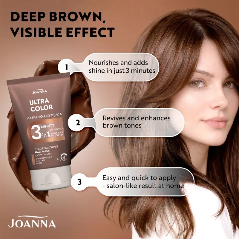 Joanna Ultra Color Brown Shades 3 Minutes маска за коса за коса с кафяви нюанси 100 гр.