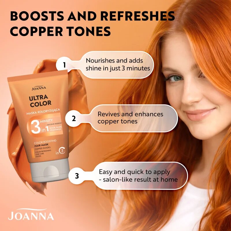 Joanna Ultra Color Cooper Shades 3 Minutes маска за коса за коса с червени нюанси 100 гр.