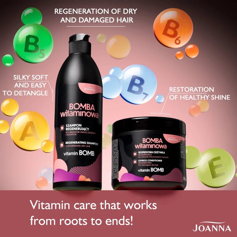 Joanna Vitamin Bomb Regenerating Shampoo регенериращ шампоан за суха и увредена коса 500 мл.