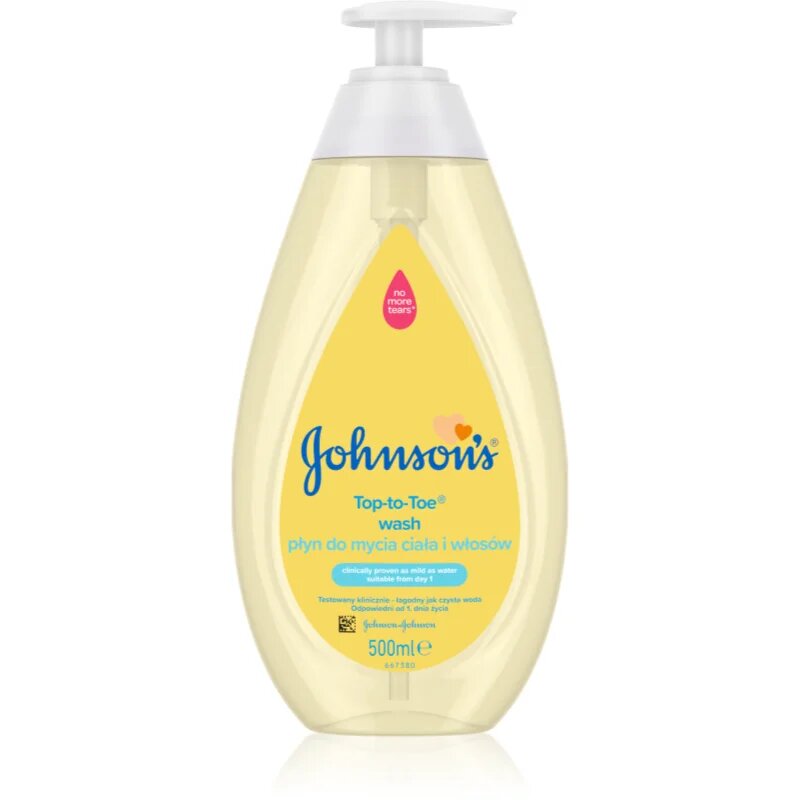 Johnson's® Top-to-Toe миещ гел за тяло и коса за деца от раждането им 500 мл.