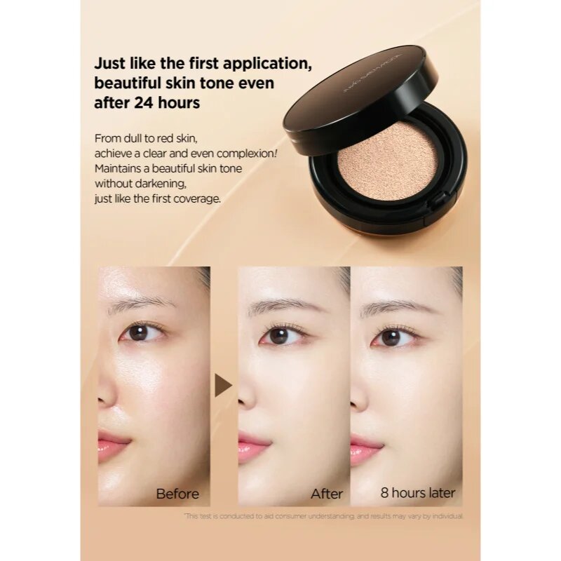 JUNG SAEM MOOL Essential Skin Nuder Longwear Cushion дълготраен грим в гъбичка SPF 50+ + резервен пълнител цвят Medium Deep 2x14 гр.