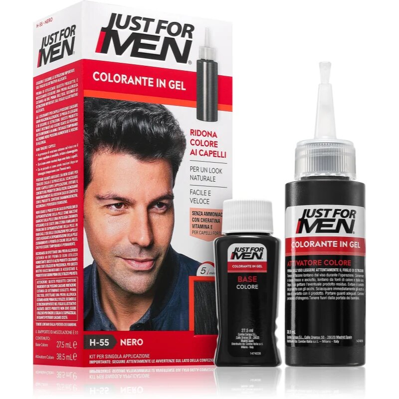 Just for Men Color Kit тонираща боя за коса за мъже цвят H-55 Real Black 1 бр.