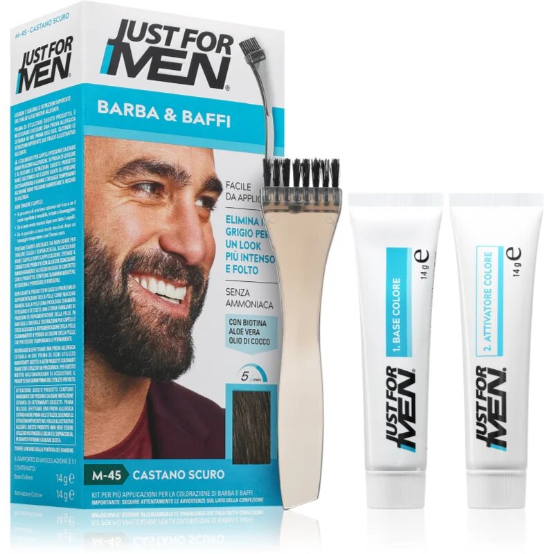 Just for Men Men Moustache & Beard боя за брада за прикриване на побелелите участъци цвят M-45 Dark Brown 1 бр.