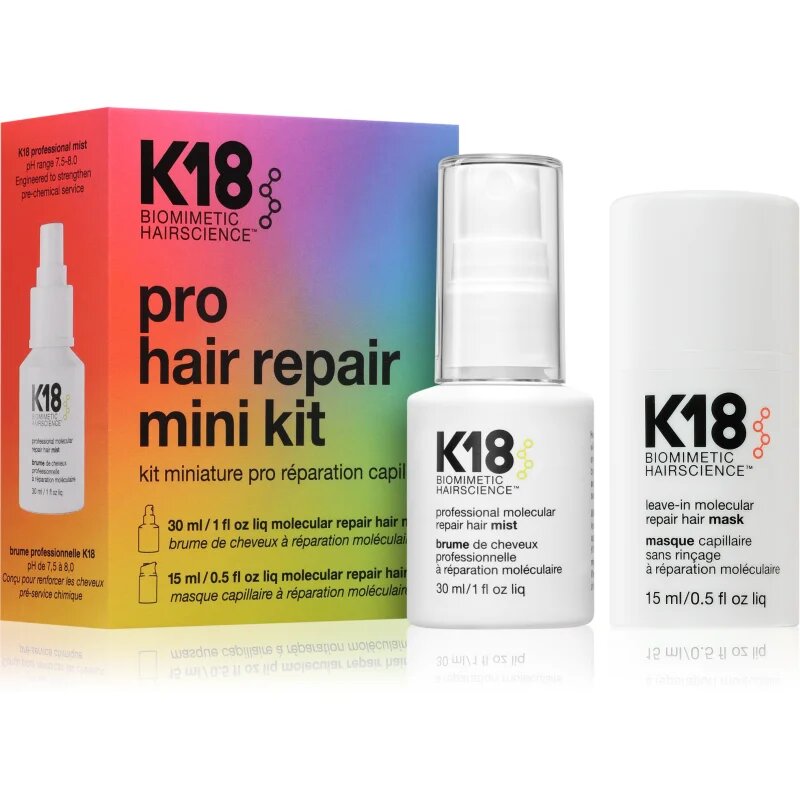 K18 Molecular Repair Mini Kit подаръчен комплект за увредена коса 2 бр.