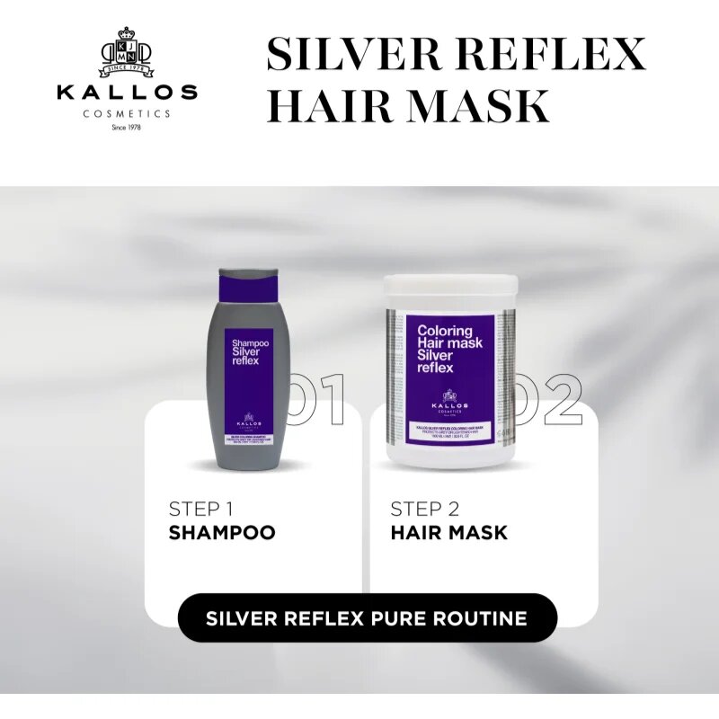 Kallos Coloring Hair Mask Silver Reflex маска за коса неутрализиращ жълтеникавите оттенъци 275 мл.