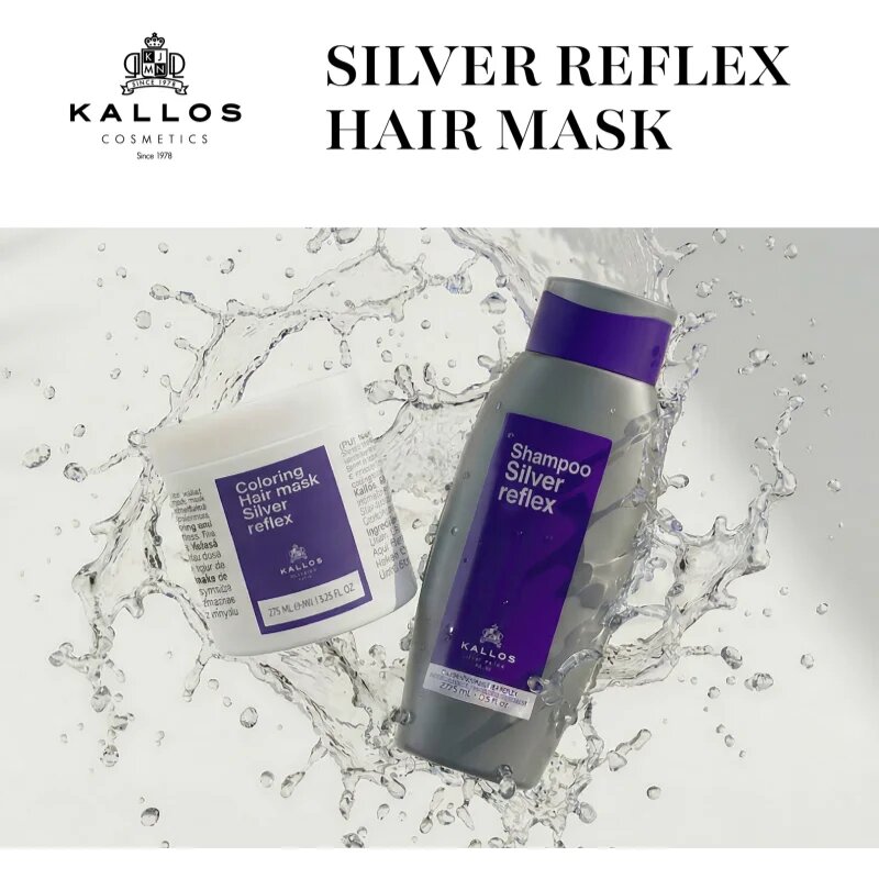Kallos Coloring Hair Mask Silver Reflex маска за коса неутрализиращ жълтеникавите оттенъци 275 мл.