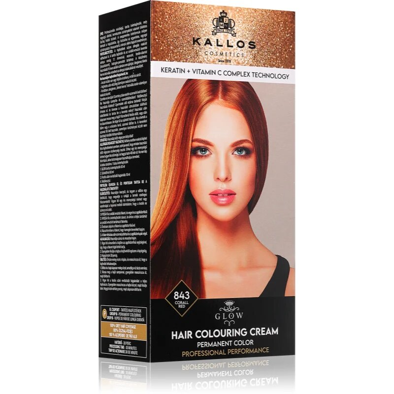 Kallos Glow Lasting Cream Colour перманентната боя за коса цвят Corall Red 60 мл.