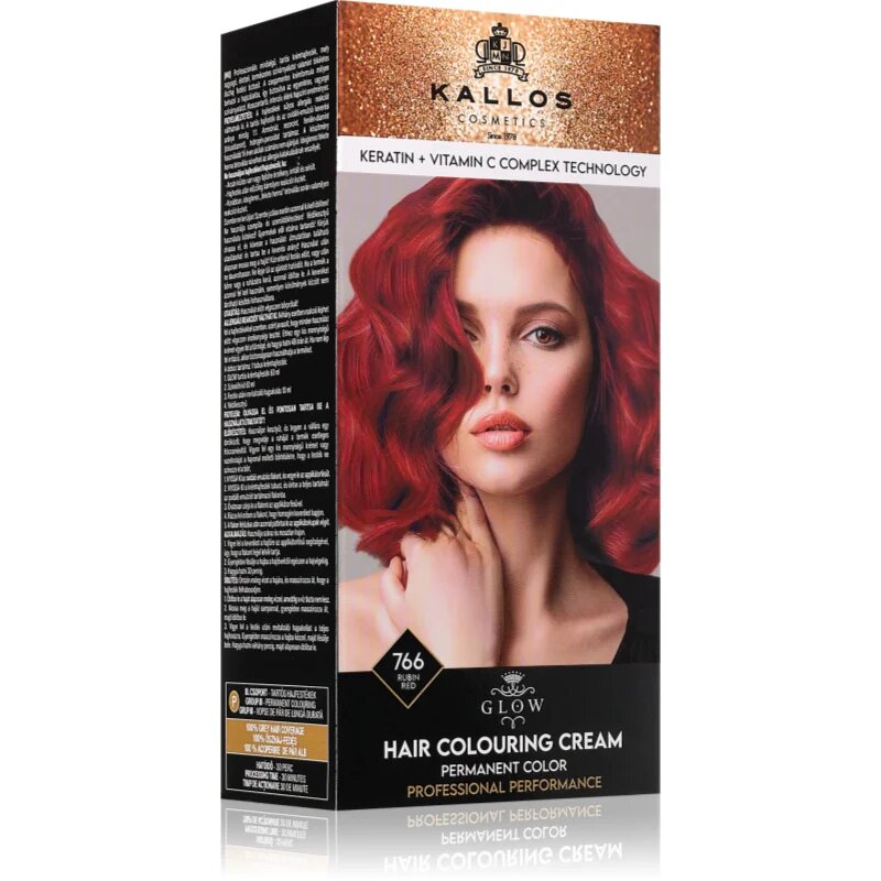 Kallos Glow Lasting Cream Colour перманентната боя за коса цвят Rubin Red 60 мл.
