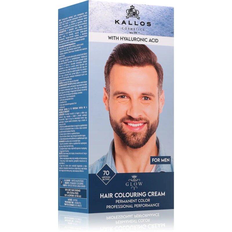 Kallos Glow Lasting Cream Colour перманентната боя за коса за мъже цвят Medium Blond 60 мл.