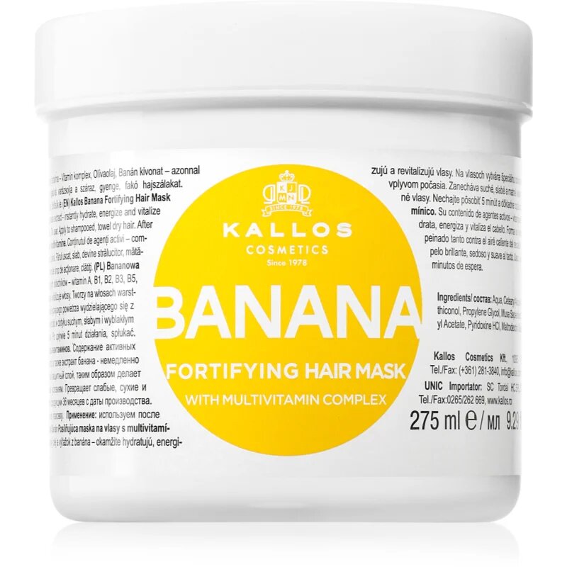 Kallos KJMN Professional Banana подсилваща маска с мултивитаминен комплекс 275 мл.