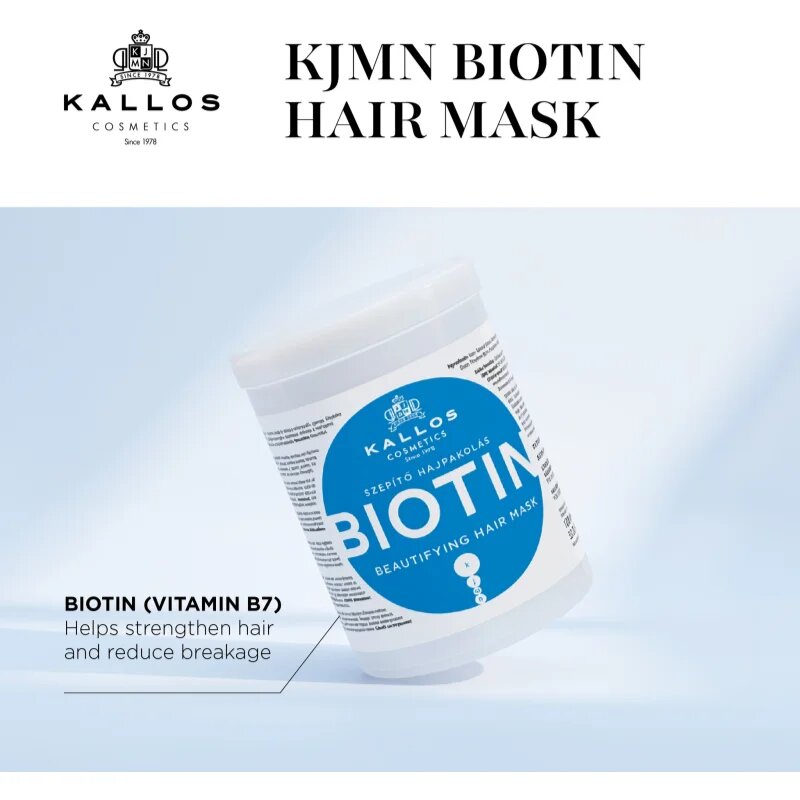 Kallos KJMN Professional Biotin маска за тънка слаба и късаща се коса 1000 мл.