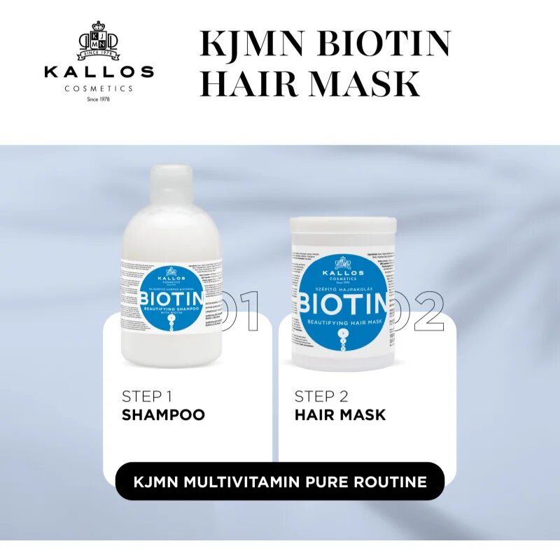 Kallos KJMN Professional Biotin маска за тънка слаба и късаща се коса 1000 мл.